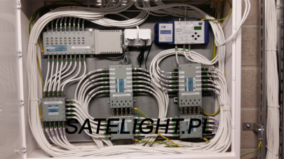 Gł&oacute;wna skrzynka teletechniczna w budynku. Instalacja telewizyjna